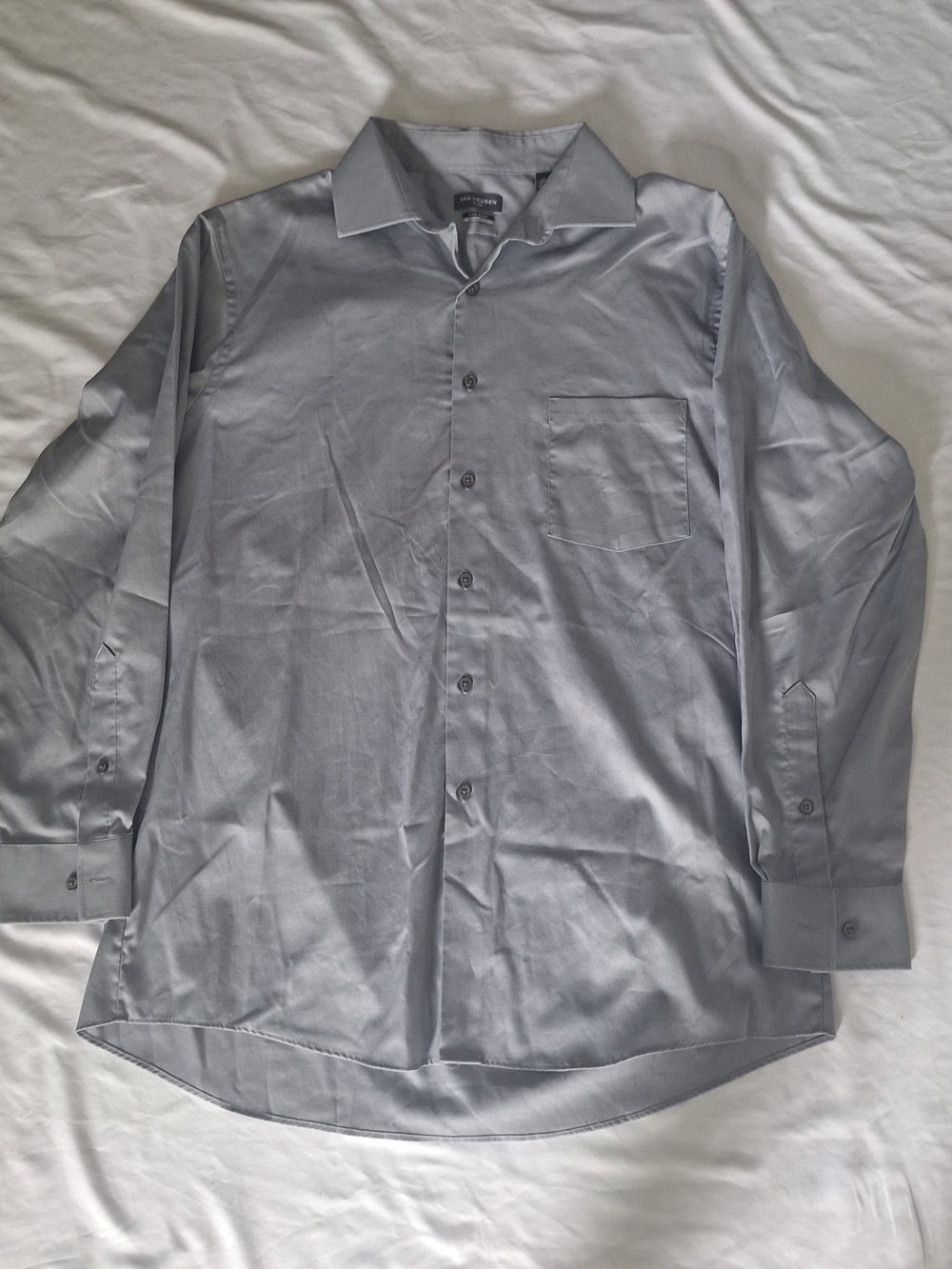 Van Heusen Regular Fit Flex Shirt Long Sleeve ButtonUp Gray Dress Shirt 16 32/33